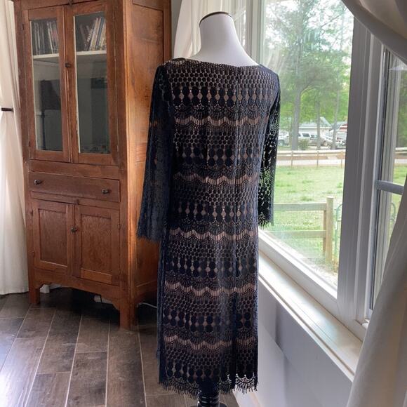 Jessica Howard Black Lace on Tan Lining Sheath, 8 - Picture 4 of 7
